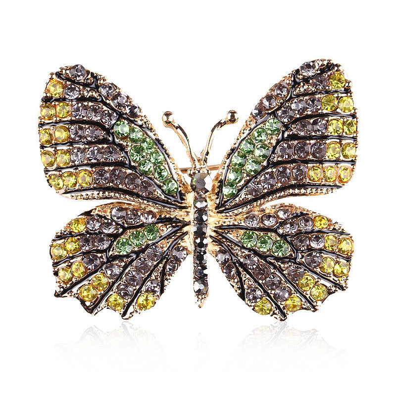 Korean Style Eco-Friendly Alloy Rainbow Rhinestone Butterfly Brooch Pin - Women's Fashion Animal Lapel Accessory