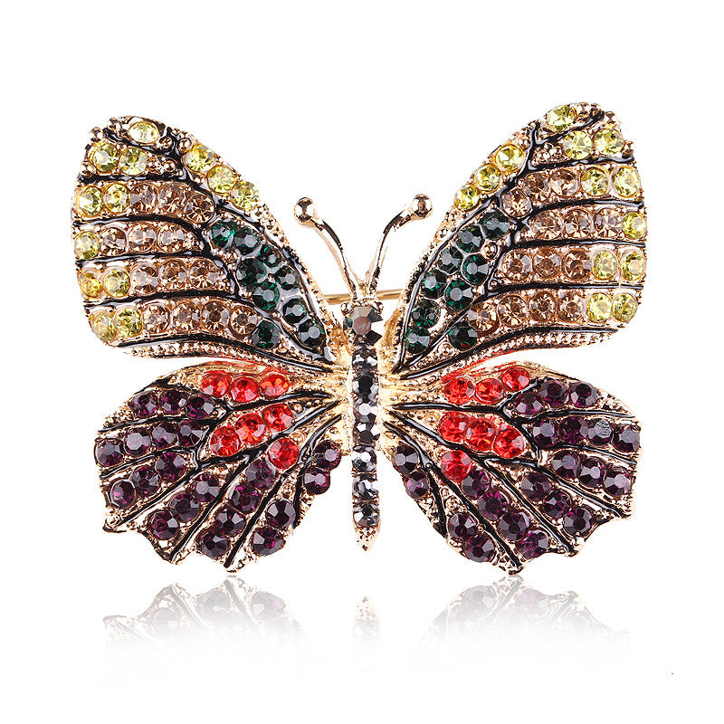 Korean Style Eco-Friendly Alloy Rainbow Rhinestone Butterfly Brooch Pin - Women's Fashion Animal Lapel Accessory