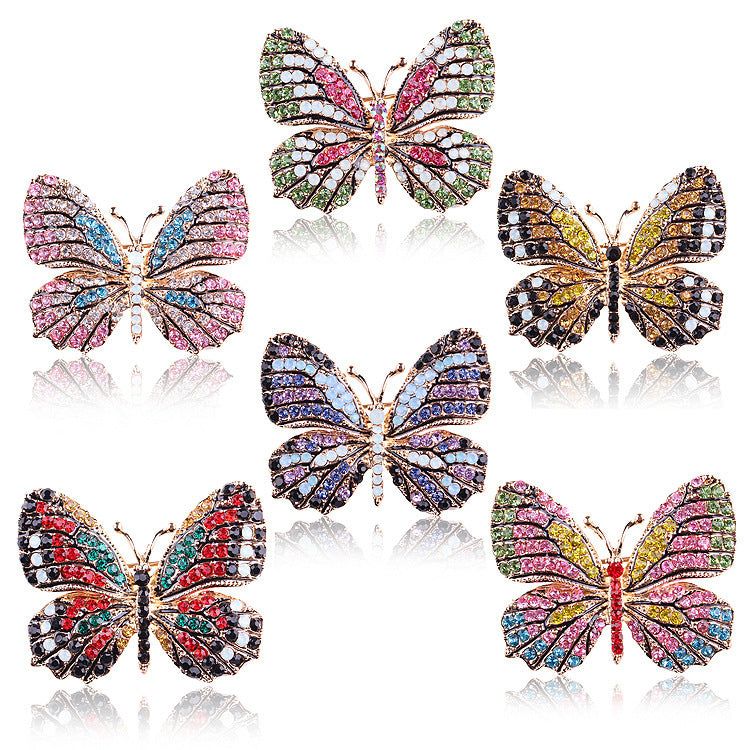 Korean Style Eco-Friendly Alloy Rainbow Rhinestone Butterfly Brooch Pin - Women's Fashion Animal Lapel Accessory
