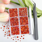 4300pcs Flatback Rhinestones, Nail Gems Round Crystal Rhinestones for Crafts,Mixed 6 Sizes with Picking Tweezers and Wax Pencil Kit- Orange