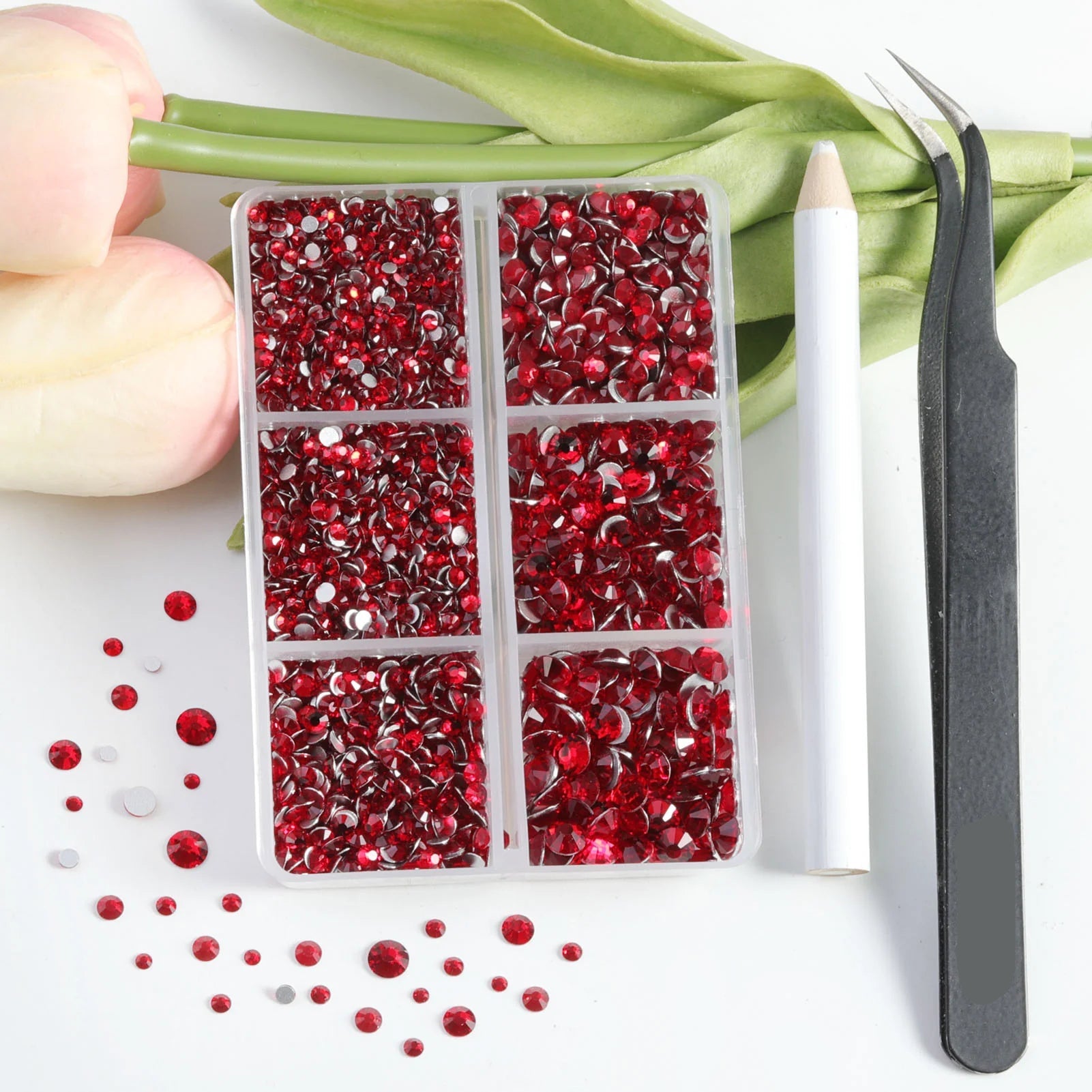 4300pcs Flatback Rhinestones, Nail Gems Round Crystal Rhinestones for Crafts,Mixed 6 Sizes with Picking Tweezers and Wax Pencil Kit-Siam