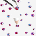 Rhinestones for Makeup,8 sizes 2500pcs Flatback Rhinestones Face Gems for Nails Crafts with Tweezers and Wax Pencil- Light SiamAB