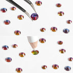 Rhinestones for Makeup,8 sizes 2500pcs Flatback Rhinestones Face Gems for Nails Crafts with Tweezers and Wax Pencil- Blue Volcano