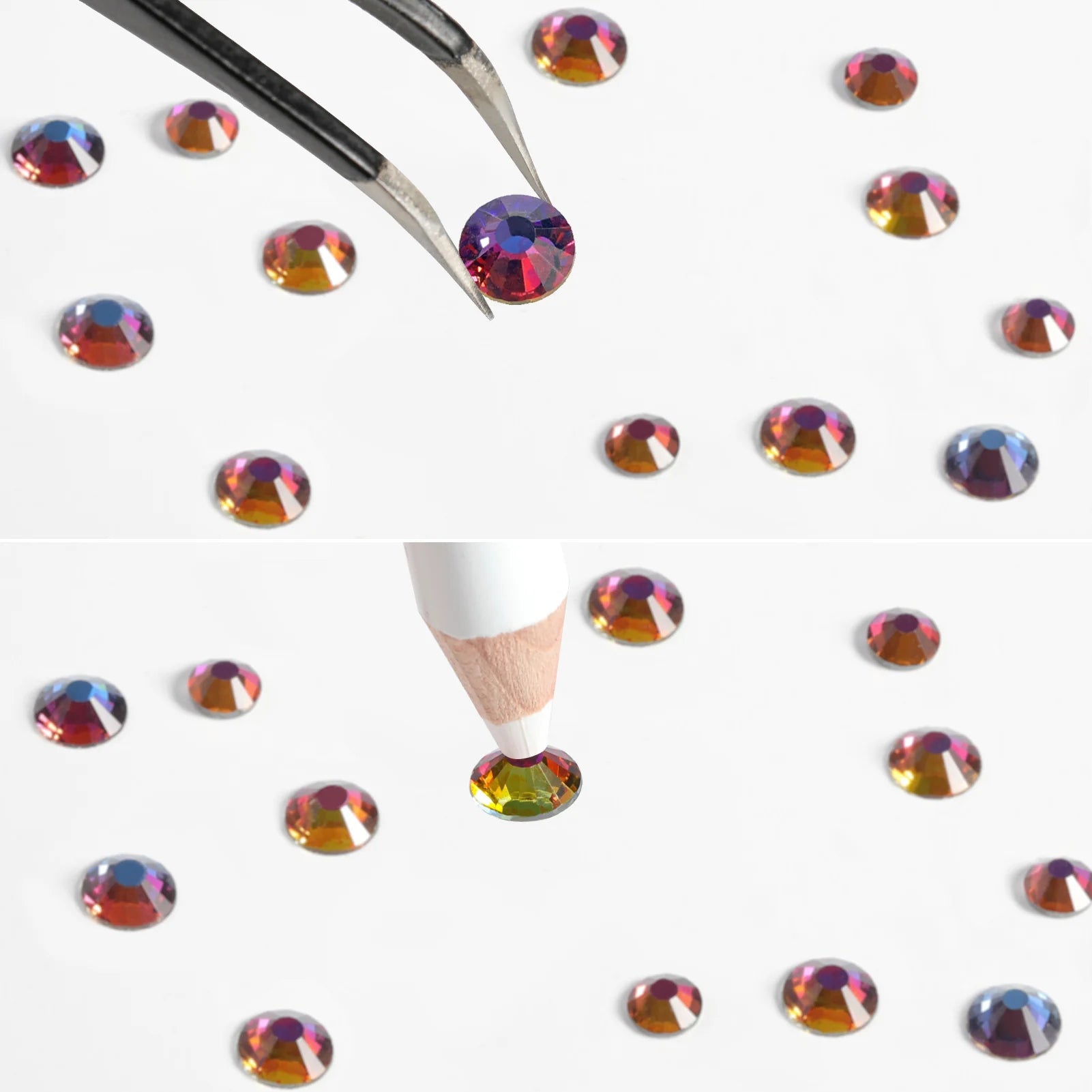 Rhinestones for Makeup,8 sizes 2500pcs Flatback Rhinestones Face Gems for Nails Crafts with Tweezers and Wax Pencil- Blue Volcano