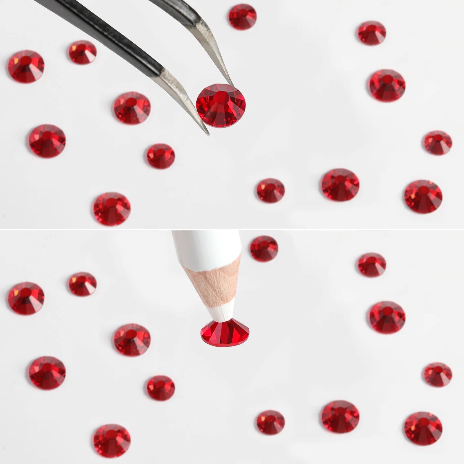 Rhinestones for Makeup,8 sizes 2500pcs Flatback Rhinestones Face Gems for Nails Crafts with Tweezers and Wax Pencil- Light Siam