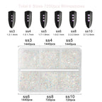 7200pcs Flatback Rhinestones,Nail Gems Round Crystal Rhinestones for Crafts,Mixed 6 Sizes with Wax Pencil Kit, SS3-SS10-Transparent