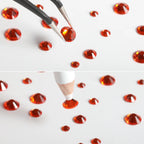 Rhinestones for Makeup,8 sizes 2500pcs Flatback Rhinestones Face Gems for Nails Crafts with Tweezers and Wax Pencil- Orange