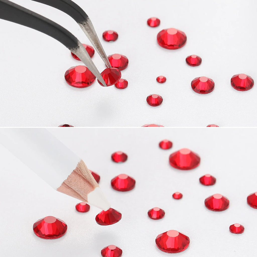 Rhinestones for Makeup,8 sizes 2500pcs Flatback Rhinestones Face Gems for Nails Crafts with Tweezers and Wax Pencil- Siam