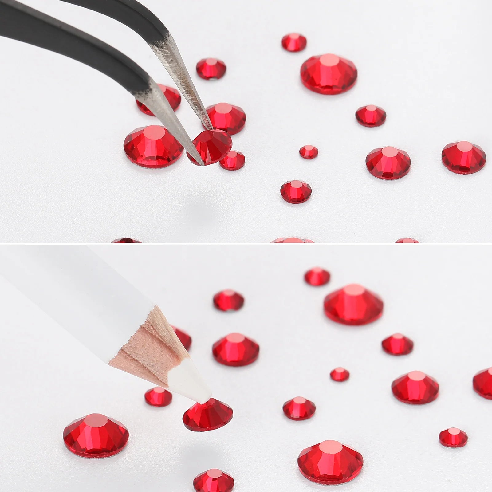 Rhinestones for Makeup,8 sizes 2500pcs Flatback Rhinestones Face Gems for Nails Crafts with Tweezers and Wax Pencil- Siam