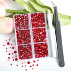 4300pcs Flatback Rhinestones, Nail Gems Round Crystal Rhinestones for Crafts,Mixed 6 Sizes with Picking Tweezers and Wax Pencil Kit- Light Siam