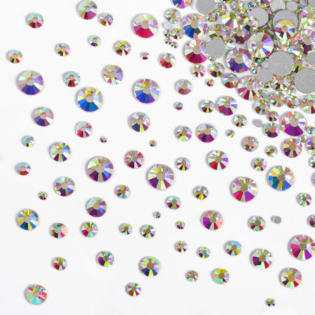 Rhinestones for Makeup,8 sizes 2500pcs Flatback Rhinestones Face Gems for Nails Crafts with Tweezers and Wax Pencil- Crystal AB