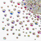 Rhinestones for Makeup,8 sizes 2500pcs Flatback Rhinestones Face Gems for Nails Crafts with Tweezers and Wax Pencil- Crystal AB