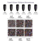 7200pcs Flatback Rhinestones,Nail Gems Round Crystal Rhinestones for Crafts,Mixed 6 Sizes with Wax Pencil Kit, SS3-SS10 -Bluevolcano