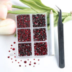 4300pcs Flatback Rhinestones, Nail Gems Round Crystal Rhinestones for Crafts,Mixed 6 Sizes with Picking Tweezers and Wax Pencil Kit- Darksiam