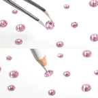 Rhinestones for Makeup,8 sizes 2500pcs Flatback Rhinestones Face Gems for Nails Crafts with Tweezers and Wax Pencil- Light Pink