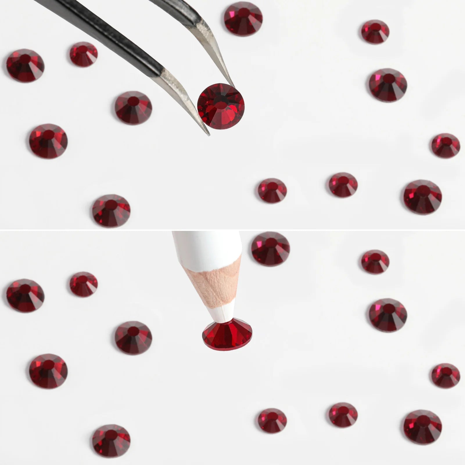 Rhinestones for Makeup,8 sizes 2500pcs Flatback Rhinestones Face Gems for Nails Crafts with Tweezers and Wax Pencil- Dark Siam