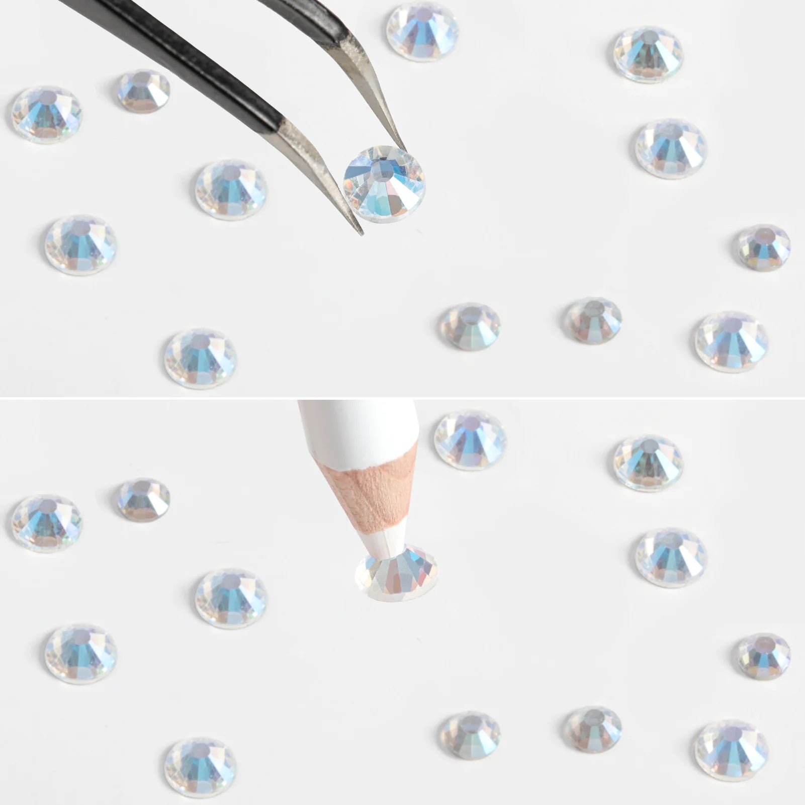 Rhinestones for Makeup,8 sizes 2500pcs Flatback Rhinestones Face Gems for Nails Crafts with Tweezers and Wax Pencil- Blue Moonlight