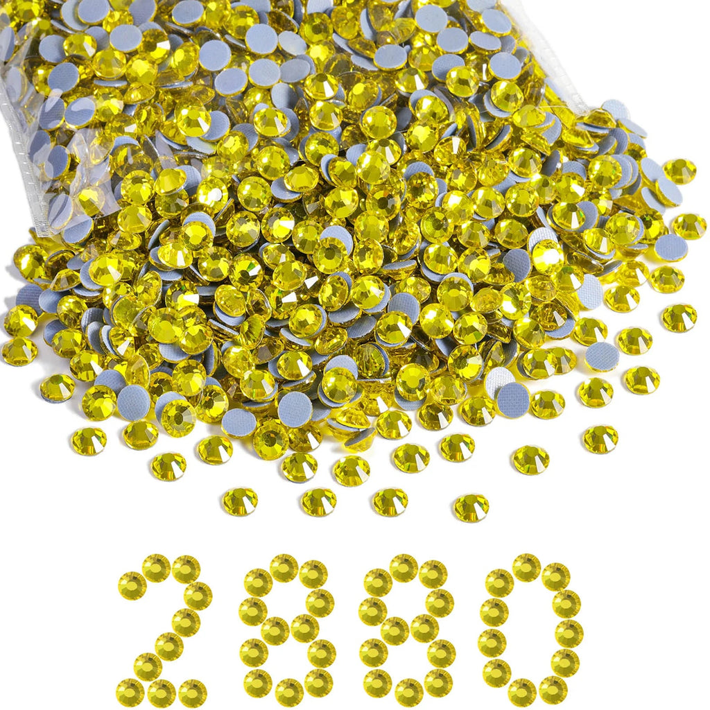 Hotfix Rhinestones Bulk, Hot Fix Rhinestones for Crafts Clothes DIY Decoration, Lemon Yellow