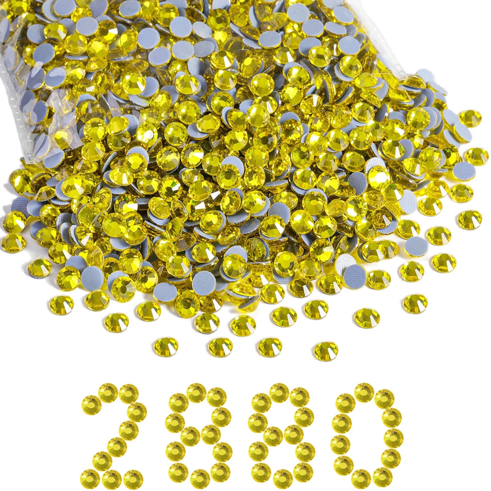 Hotfix Rhinestones Bulk, Hot Fix Rhinestones for Crafts Clothes DIY Decoration, Lemon Yellow