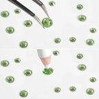 Rhinestones for Makeup,8 sizes 2500pcs Flatback Rhinestones Face Gems for Nails Crafts with Tweezers and Wax Pencil- Light Green