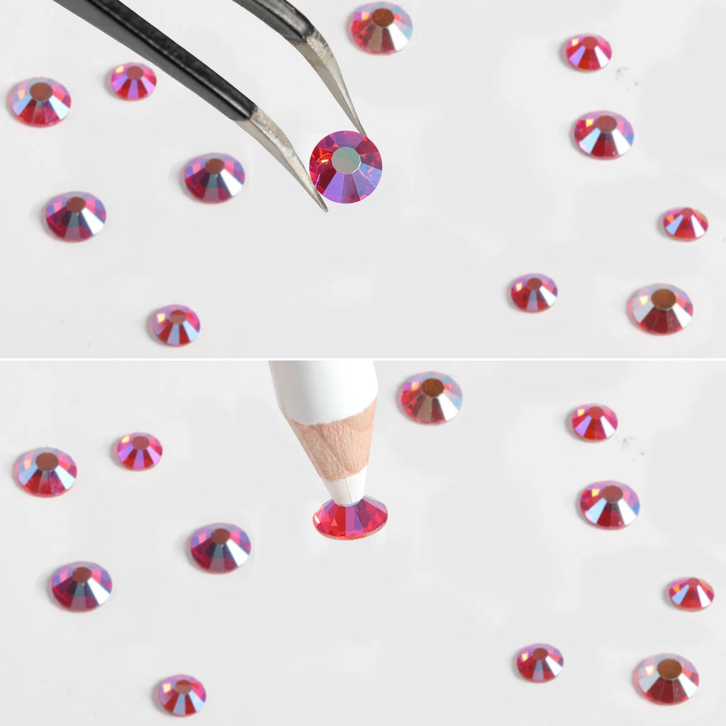 Rhinestones for Makeup,8 sizes 2500pcs Flatback Rhinestones Face Gems for Nails Crafts with Tweezers and Wax Pencil- Hyacinth AB