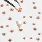Rhinestones for Makeup,8 sizes 2500pcs Flatback Rhinestones Face Gems for Nails Crafts with Tweezers and Wax Pencil- Light Peach