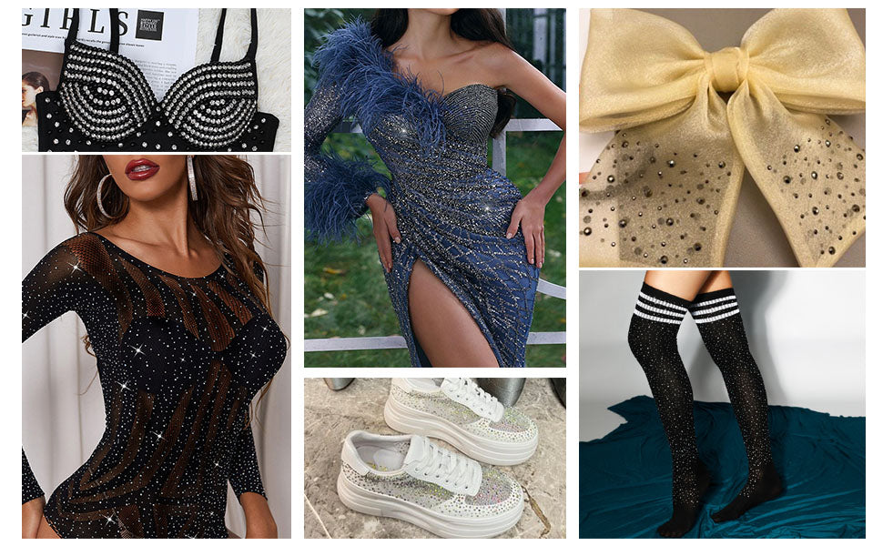 Hotfix Rhinestones, Crystal Rhinestones for Crafts Clothes DIY Decoration - Chalk White