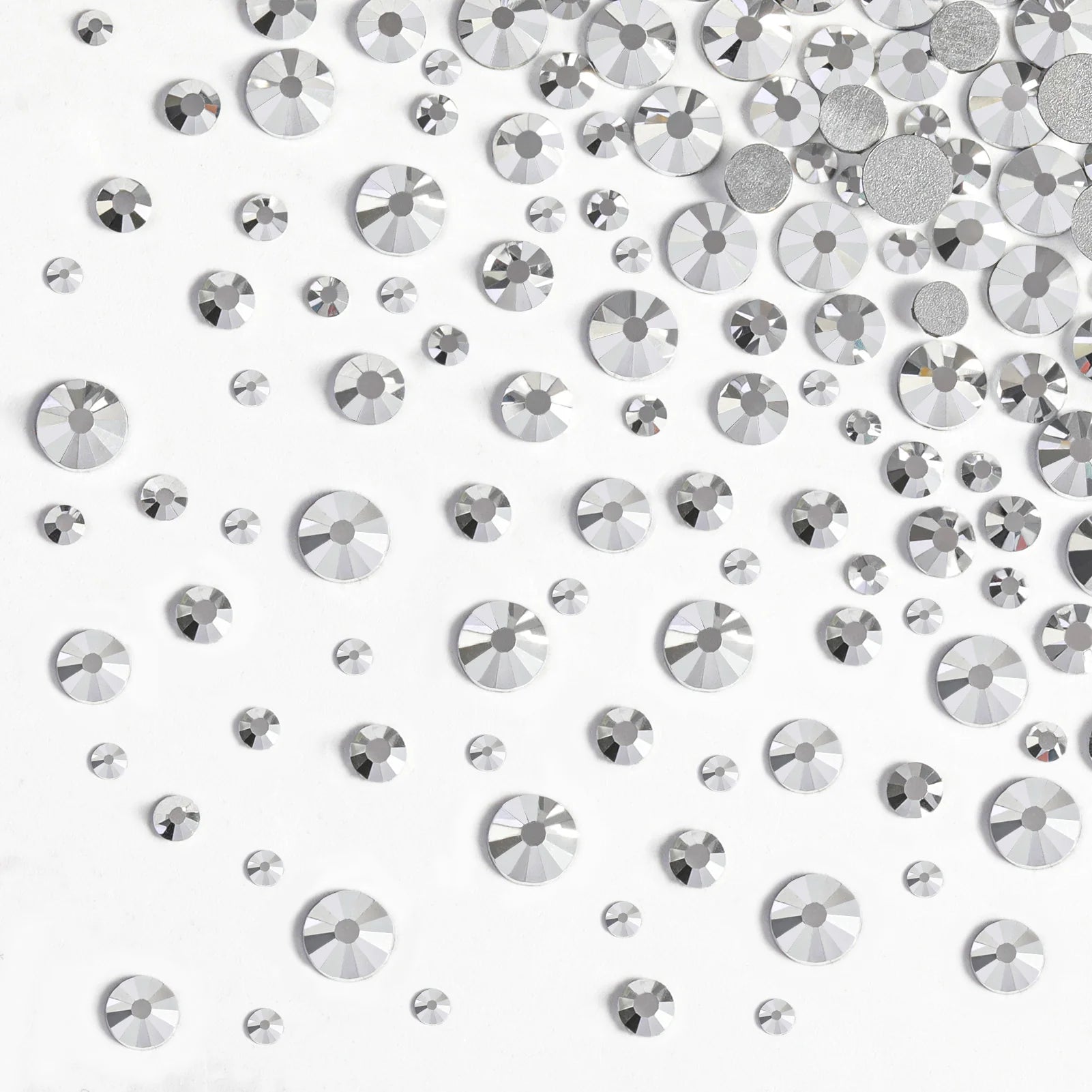 Rhinestones for Makeup,8 sizes 2500pcs Flatback Rhinestones Face Gems for Nails Crafts with Tweezers and Wax Pencil- Silver Hematite