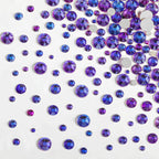 Rhinestones for Makeup,8 sizes 2500pcs Flatback Rhinestones Face Gems for Nails Crafts with Tweezers and Wax Pencil- Purple Velvet