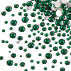 Rhinestones for Makeup,8 sizes 2500pcs Flatback Rhinestones Face Gems for Nails Crafts with Tweezers and Wax Pencil- Emerald