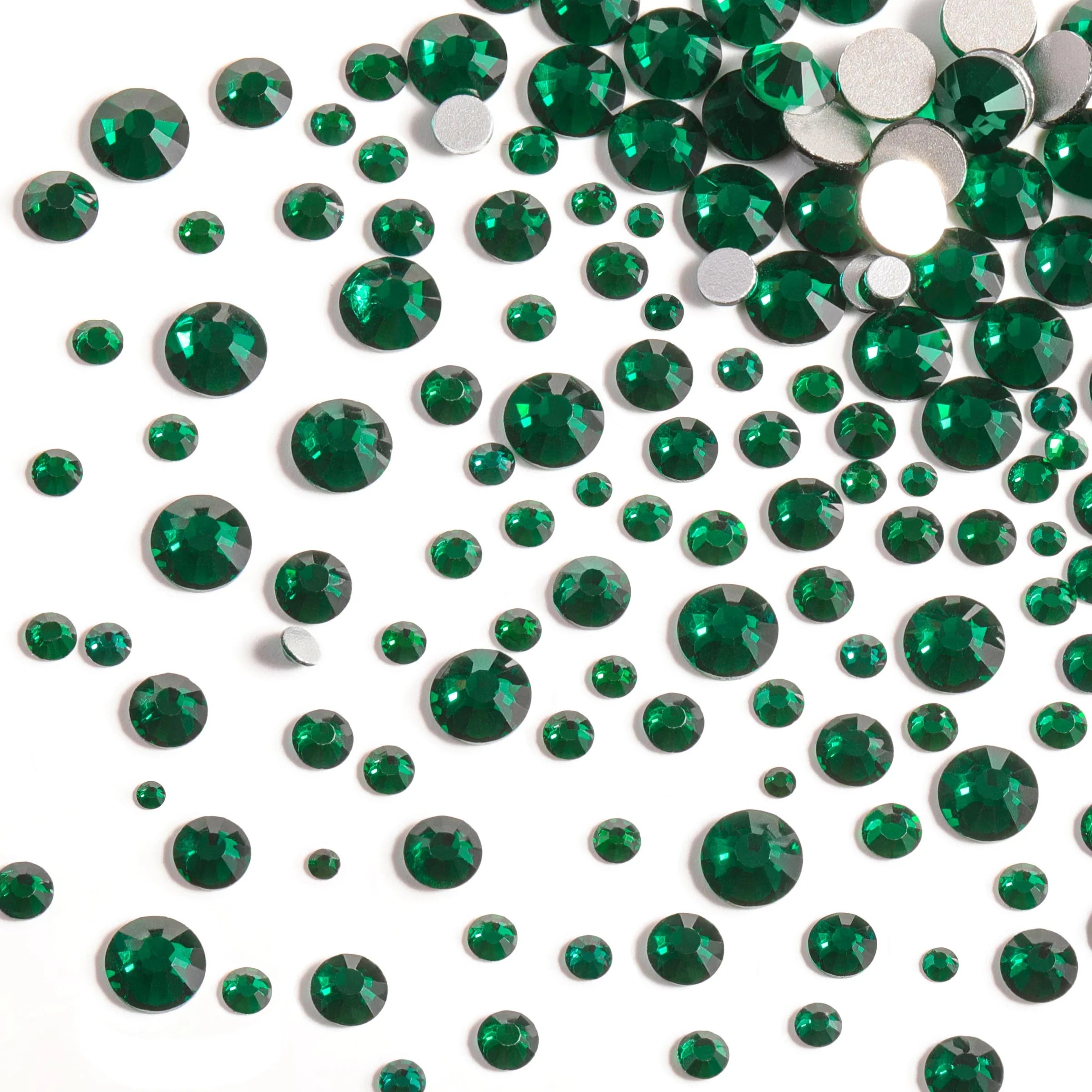Rhinestones for Makeup,8 sizes 2500pcs Flatback Rhinestones Face Gems for Nails Crafts with Tweezers and Wax Pencil- Emerald