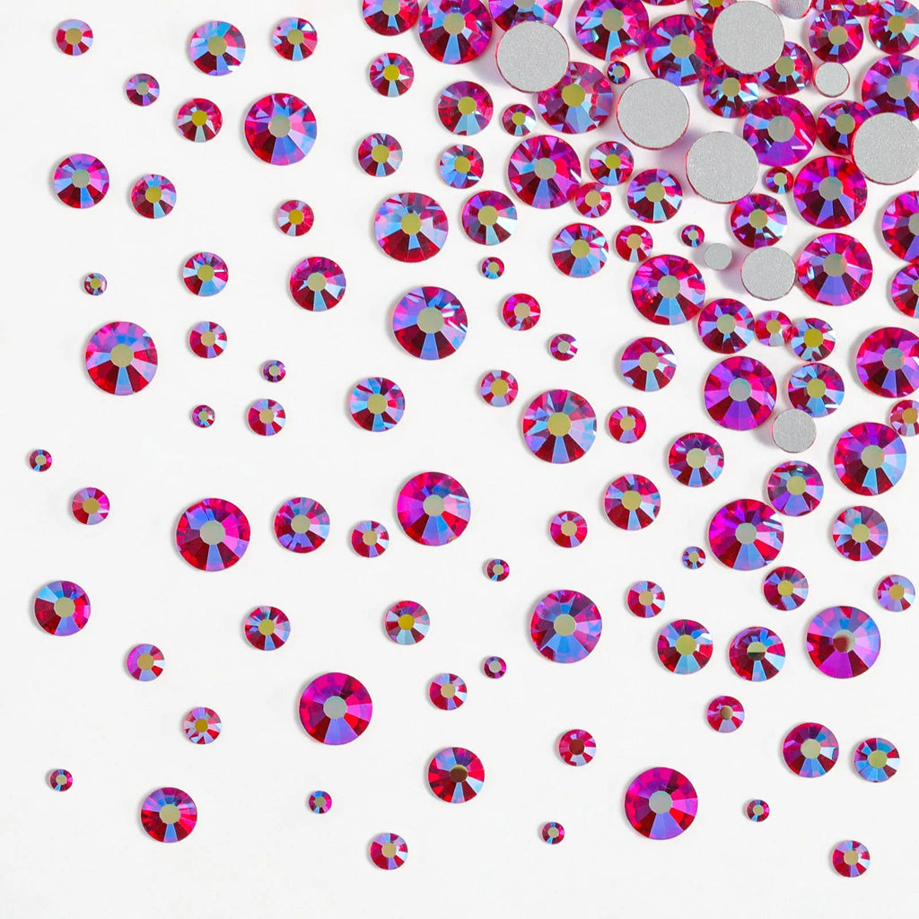 Rhinestones for Makeup,8 sizes 2500pcs Flatback Rhinestones Face Gems for Nails Crafts with Tweezers and Wax Pencil- Light SiamAB