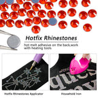 Hotfix Rhinestones Bulk, Hot Fix Rhinestones for Crafts Clothes DIY Decoration, Orange