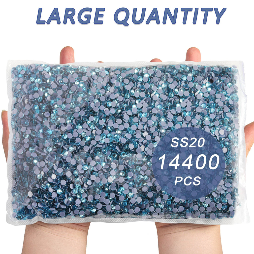 Hotfix Rhinestones Bulk, Hot Fix Rhinestones for Crafts Clothes DIY Decoration, Aquamarine