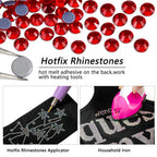 Hotfix Rhinestones Bulk, Hot Fix Rhinestones for Crafts Clothes DIY Decoration, Light Siam