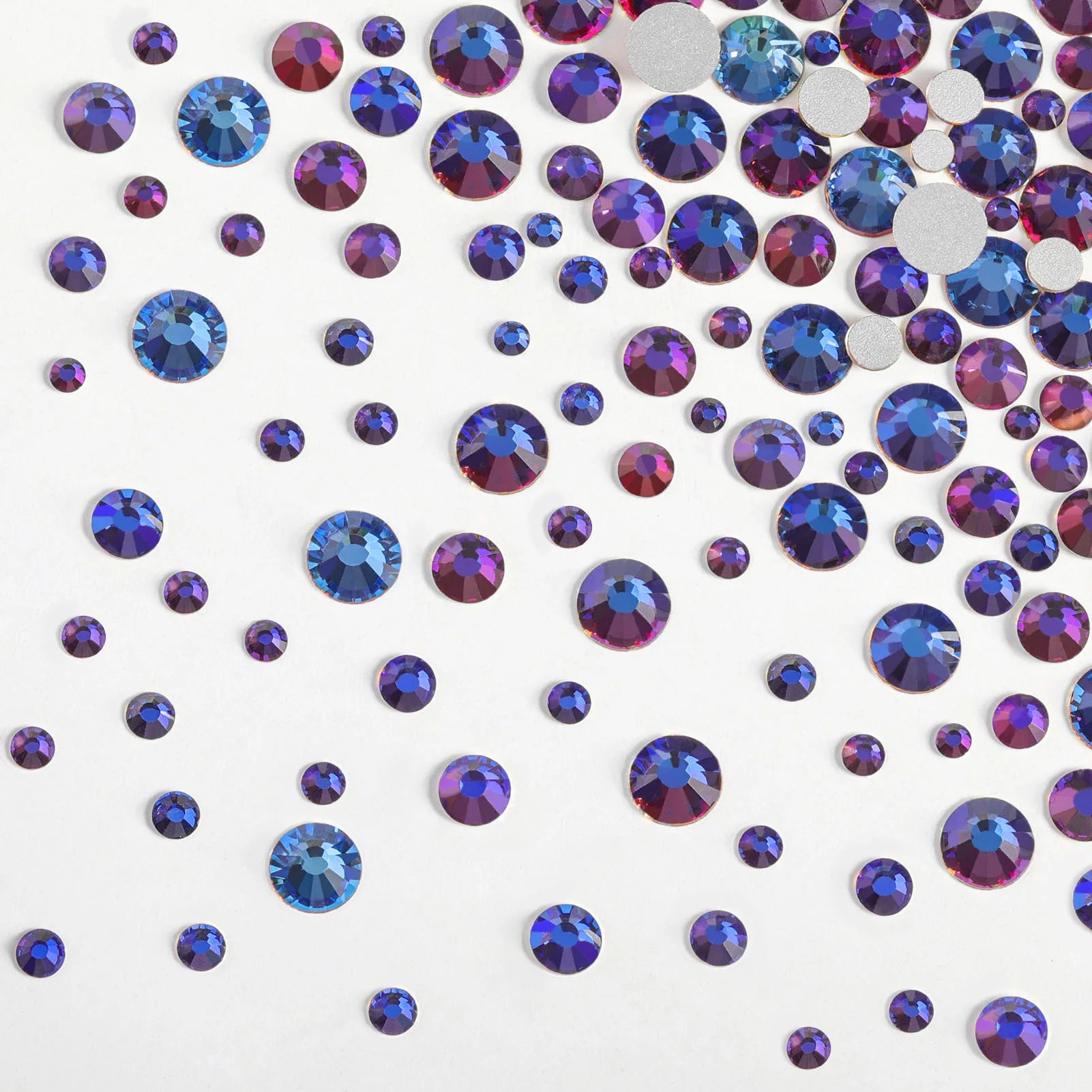 Rhinestones for Makeup,8 sizes 2500pcs Flatback Rhinestones Face Gems for Nails Crafts with Tweezers and Wax Pencil- Blue Volcano