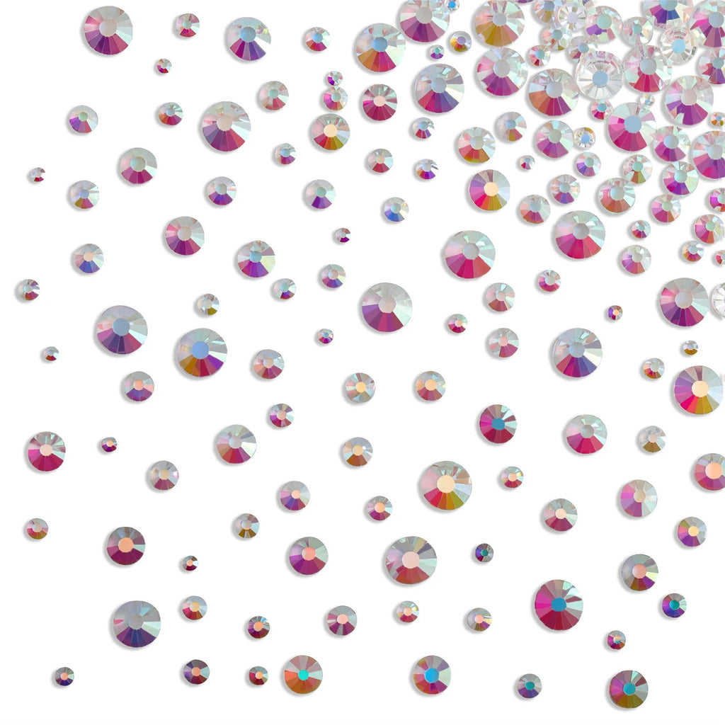 Rhinestones for Makeup,8 sizes 2500pcs Flatback Rhinestones Face Gems for Nails Crafts with Tweezers and Wax Pencil- Transparent AB