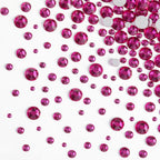 Rhinestones for Makeup,8 sizes 2500pcs Flatback Rhinestones Face Gems for Nails Crafts with Tweezers and Wax Pencil- Fuchsia