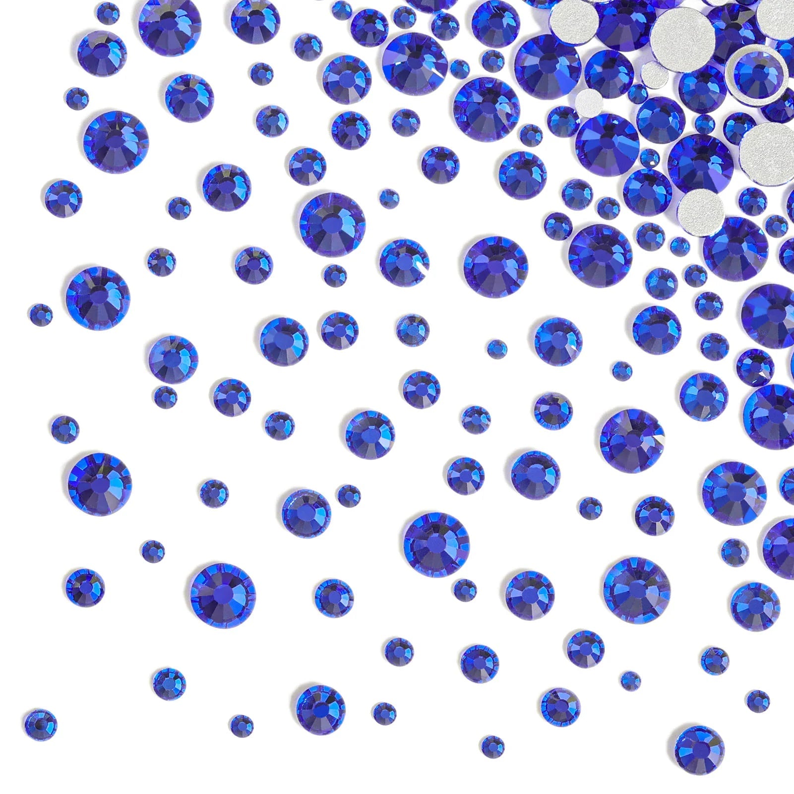Rhinestones for Makeup,8 sizes 2500pcs Flatback Rhinestones Face Gems for Nails Crafts with Tweezers and Wax Pencil- Sapphire