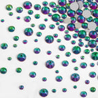 Rhinestones for Makeup,8 sizes 2500pcs Flatback Rhinestones Face Gems for Nails Crafts with Tweezers and Wax Pencil- Green Volcano