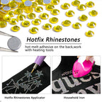 Hotfix Rhinestones Bulk, Hot Fix Rhinestones for Crafts Clothes DIY Decoration, Lemon Yellow