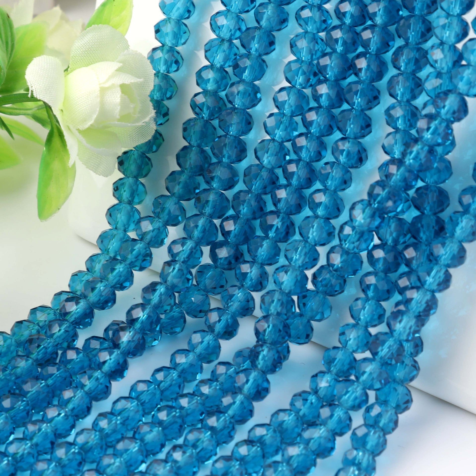 Glass Facetted Beads Lampwork Loose Round Glass Crystal Glass Rondelle Loose Beads
