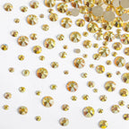 Rhinestones for Makeup,8 sizes 2500pcs Flatback Rhinestones Face Gems for Nails Crafts with Tweezers and Wax Pencil- Metal Sunlight