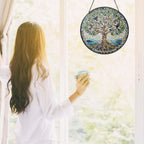 Handmade Stained Glass Sun Catcher Window Hanging Wall Decor, Sun Catcher Lover Gifts for Women Home Garden Housewarming Ornament