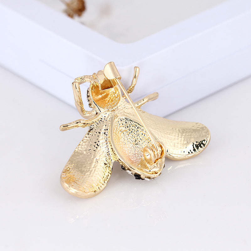 Korean Style 3D Eco-Friendly Alloy Pearl Full-Rhinestone Insect Bee Brooch Pin - Women's Fashion Lapel Accessory