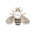Korean Style 3D Eco-Friendly Alloy Pearl Full-Rhinestone Insect Bee Brooch Pin - Women's Fashion Lapel Accessory