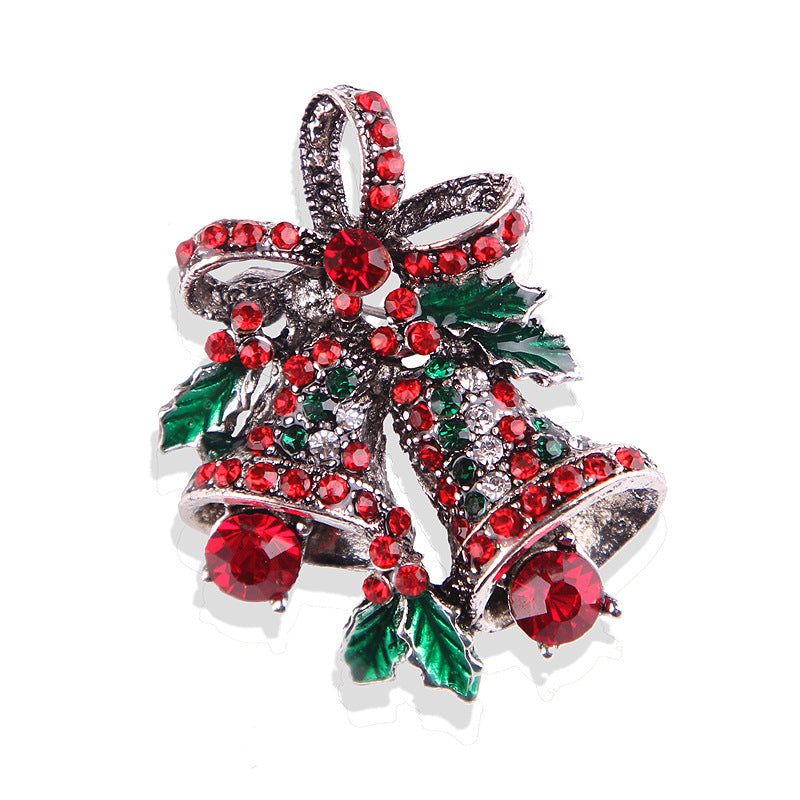 Fashionable Christmas Alloy Brooch Lapel Pin with Bell, Corsage Ornament for Accessories