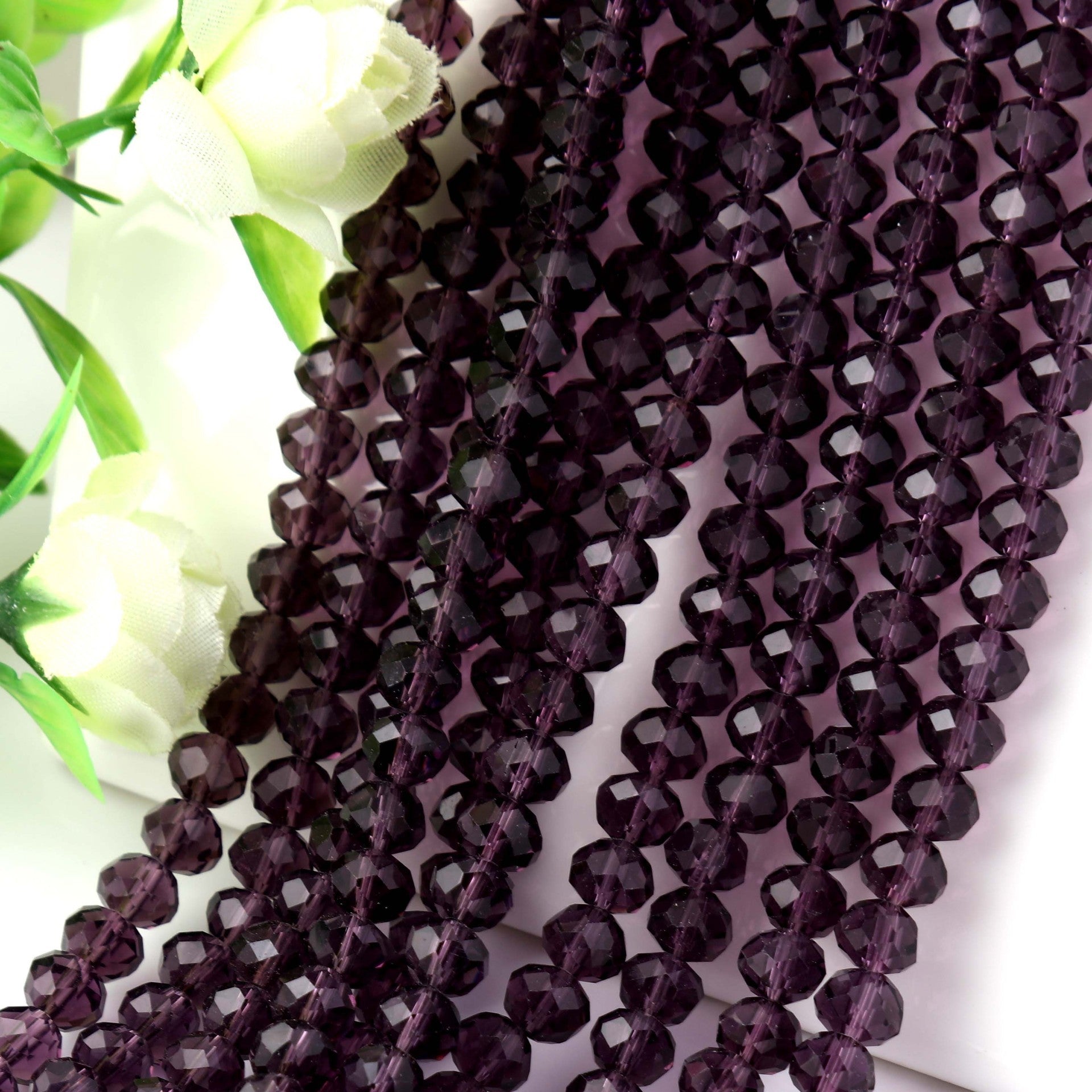 Glass Facetted Beads Lampwork Loose Round Glass Crystal Glass Rondelle Loose Beads