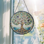 Handmade Stained Glass Sun Catcher Window Hanging Wall Decor, Sun Catcher Lover Gifts for Women Home Garden Housewarming Ornament