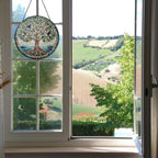 Handmade Stained Glass Sun Catcher Window Hanging Wall Decor, Sun Catcher Lover Gifts for Women Home Garden Housewarming Ornament